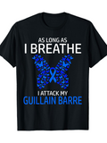 Men's T-Shirt As Long As I Breathe Blue Ribbon Butterfly With Support Slogan
