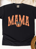Women's T-Shirt Bow Tied Pumpkin With Polka Dot Band Surrounded By MAMA Letters