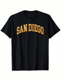 Men's T-Shirt San Diego Classic University Collegiate Bold Lettering Black T Shirt
