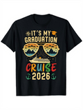 Men's T-Shirt Its My Graduation Cruise 2026 Sunglasses With Ship And Sea Mountains