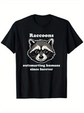 Men's T-Shirt Raccoons Clever Eyes Cartoon Face With Humorous Catchphrase Raccoon