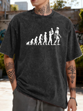 Men's T-Shirt Progressing From Ape Through Humanoid Evolving Toward Futuristic Robot Figure