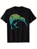 Men's T-Shirt Intricate Swirling Patterns With Vibrant Gradient Among A Majestic Kiwi Bird
