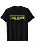 Men's T-Shirt Long Beach California Vintage Yellow Lettered City Name T Shirt