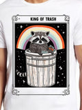 Men's T-Shirt King Of Trash Raccoon In Trash Can With Rainbow Starry Night
