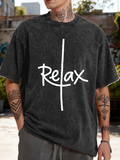 Men's T-Shirt Relax Minimalist Bold Script On Charcoal Fabric T Shirt