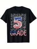 Men's T-Shirt American Flag Stars With Doodles Surrounding The Bold Number Five Grade