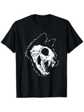 Men's T-Shirt Shadow Silhouette With Bone Details Among Fierce Sharp Teeth Wolf Skull