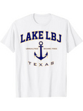 Men's T-Shirt Lake LBJ Texas With Anchor Surrounded By Simple Marine Letters