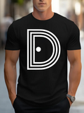 Men's T-Shirt Minimalist Graphic Lines And Bold Letter D Design