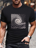 Men's T-Shirt Hypnotic Swirling Spiral With Repeating Abstract Geometric Dots Pattern
