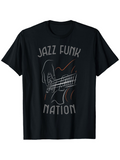 Men's T-Shirt Jazz Funk Nation Lineart Guitar Hand Graphic Tee