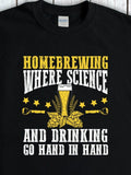 Men's T-Shirt Homebrewing Where Science And Drinking Go Hand In Hand Golden Hops Wheat And Beer Glass