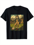 Men's T-Shirt Victorian Hillside With Sunlight And Soccer Ball Under Dapper Fox