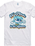 Men's T-Shirt 80s Music Is The Answer With Retro Cassette Character Among Sparkling Stars