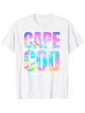 Men's T-Shirt Cape Cod Vibrant Tie Dye Letters On White Cotton T Shirt