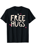 Men's T-Shirt Free Hugs With Pink Hearts And Playful Lettering Tee