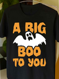 Men's T-Shirt A Big Boo To You Playful Ghost With Outstretched Wings Halloween Spirit