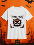 Men's T-Shirt Trick Or Treat Smiling Pumpkins And Bats Beneath Halloween Web Pumpkin