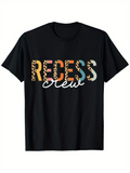Men's T-Shirt Recess Crew Retro Leopard And Colorful Letters With Playful Energy Typography