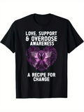 Men's T-Shirt Love Support And Overdose Awareness Purple Butterfly Ribbon Change