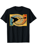 Men's T-Shirt Retro Colorful Spiral With Silhouette Flying Jet Airplane