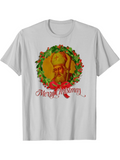 Men's T-Shirt Merry Christmas Festive Holiday Wreath With Classic Saint Portrait