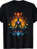 Men's T-Shirt Radiant Energy Mandala With Vibrant Chakra Patterns Surrounding Meditating Human Figure