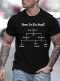 Men's T-Shirt How To Fix Stuff Humorous Flowchart Instructions With Simple White Diagram