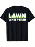 Men's T-Shirt Lawn Whisperer With Green Grass Detailing On Black T Shirt