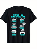 Men's T-Shirt Funny Graphic Icons With Humorous Blue White Lettering Skateboard