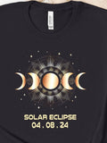 Men's T-Shirt Solar Eclipse Phases And Brilliant Radiance With Twinkling Stars Sun