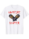 Men's T-Shirt Vampire Hunter Blood Red Letters With Wooden Stakes Drawing