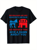 Men's T-Shirt Republicans And Democrats Political Satire Slogan With Blue Donkey And Red Elephant