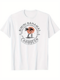 Men's T-Shirt Bimini Bahamas Caribbean Sunset With Palm Trees Island Paradise