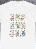 Men's T-Shirt Adorable Multicolored Outlined Puppies Playing Singing And Reading Together Dog