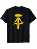 Men's T-Shirt Geometric Precision Tools With Yellow Hammer And Compass Symbol