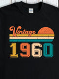 Men's T-Shirt Vintage Retro Color Stripes With Faded Sun Over Bold Numbers