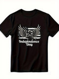 Men's T-Shirt Independence Day Soaring Eagle With American Flag Graphics