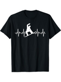 Men's T-Shirt Heartbeat Line With Snowboarder Riding Among Sharp Peaks
