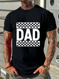 Men's T-Shirt Bold Black And White Racing Checkerboard Pattern With Large Letters Dad