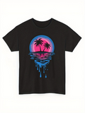 Men's T-Shirt Sunset Reflections With Melting Neon Glow And Palm Trees