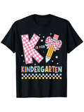 Men's T-Shirt K Is For Kindergarten With Bow Pencil Colorful Letter Pattern