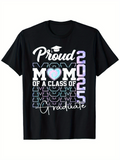 Men's T-Shirt Proud Mom Colorful Typography With Heart Motif Graduation Shirt