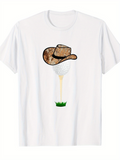 Men's T-Shirt Rustic Straw Cowboy Hat Resting On A Golf Ball