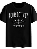 Men's T-Shirt Door County Established 1853 Crossed Oars Anchor Wisconsin