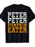 Men's T-Shirt Peter Peter Pumpkin Eater Festive Typography On Classic Black T Shirt