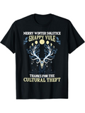 Men's T-Shirt Merry Winter Solstice Happy Yule Surrounded By Mystical Antlers Moon And Stars Deer Skull