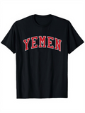 Men's T-Shirt Bold Red Lettering On Classic Black Cotton Yemen T Shirt