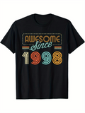 Men's T-Shirt Awesome Since 1998 Retro Neon Lettering With Bold Outline Numerals
